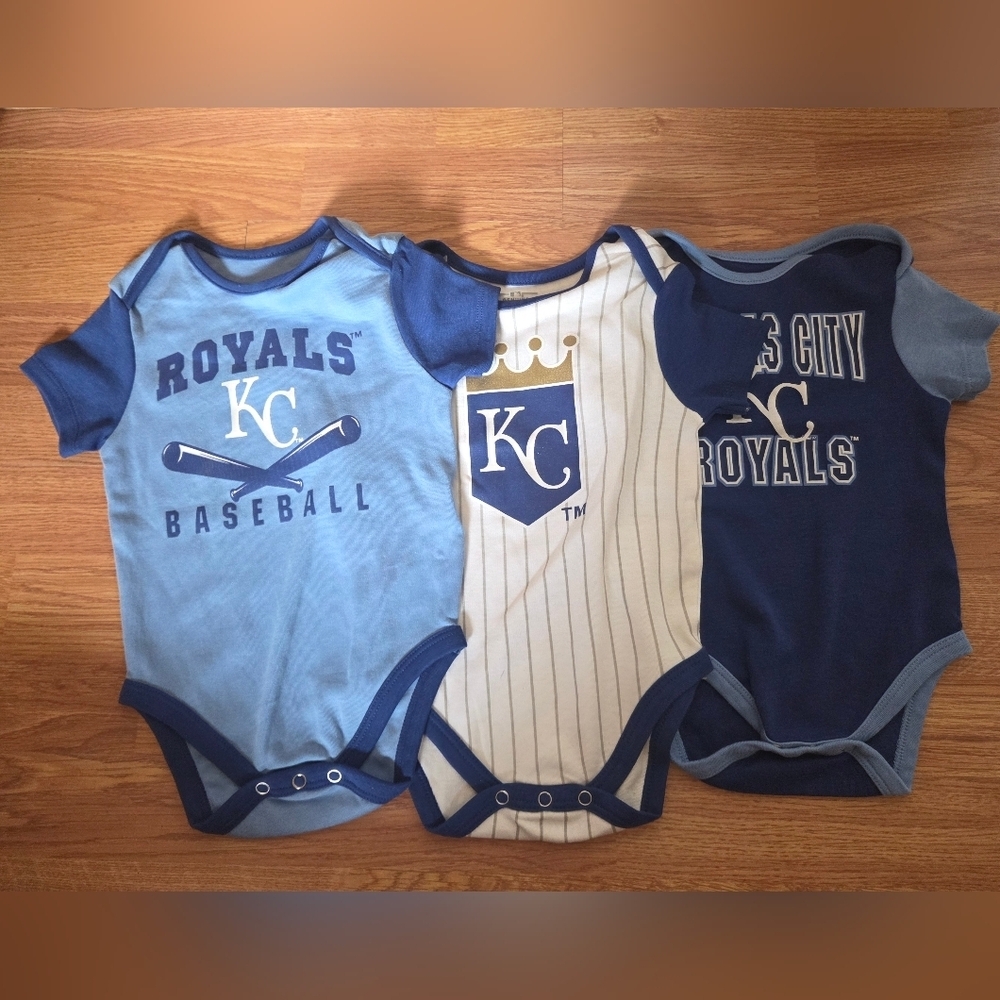 MLB Genuine Merchandise Kansas City Royals Baby  12M Bodysuits 3pc New